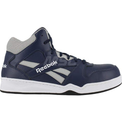 Work Boot: Size 8, Leather, Composite Toe Navy, Medium Width, Non-Slip Sole