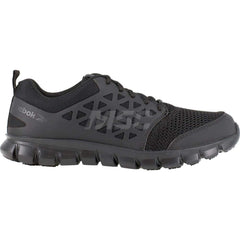 Work Boot: Size 8.5, Microfiber, Plain Toe Black, Medium Width, Non-Slip Sole