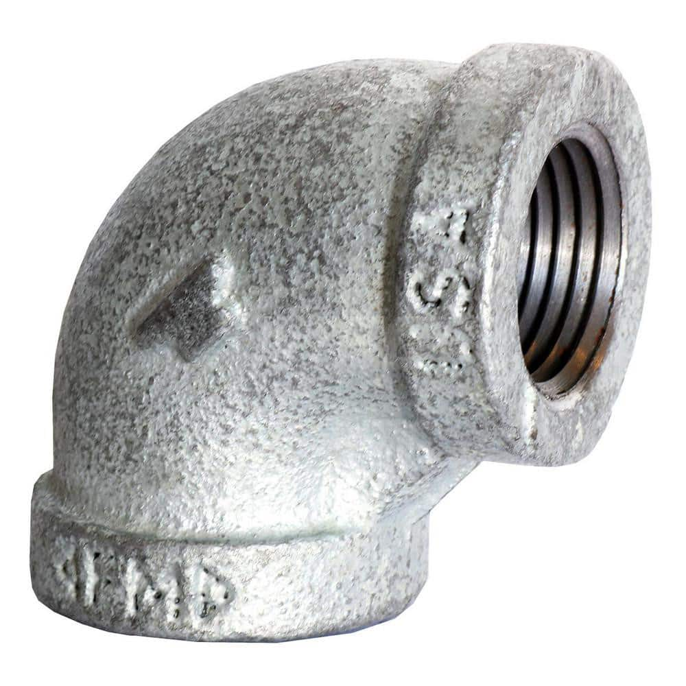 Black 90 ° Elbow: 3/8 x 1/4″, 150 psi, Threaded Malleable Iron, Galvanized Finish, Class 150