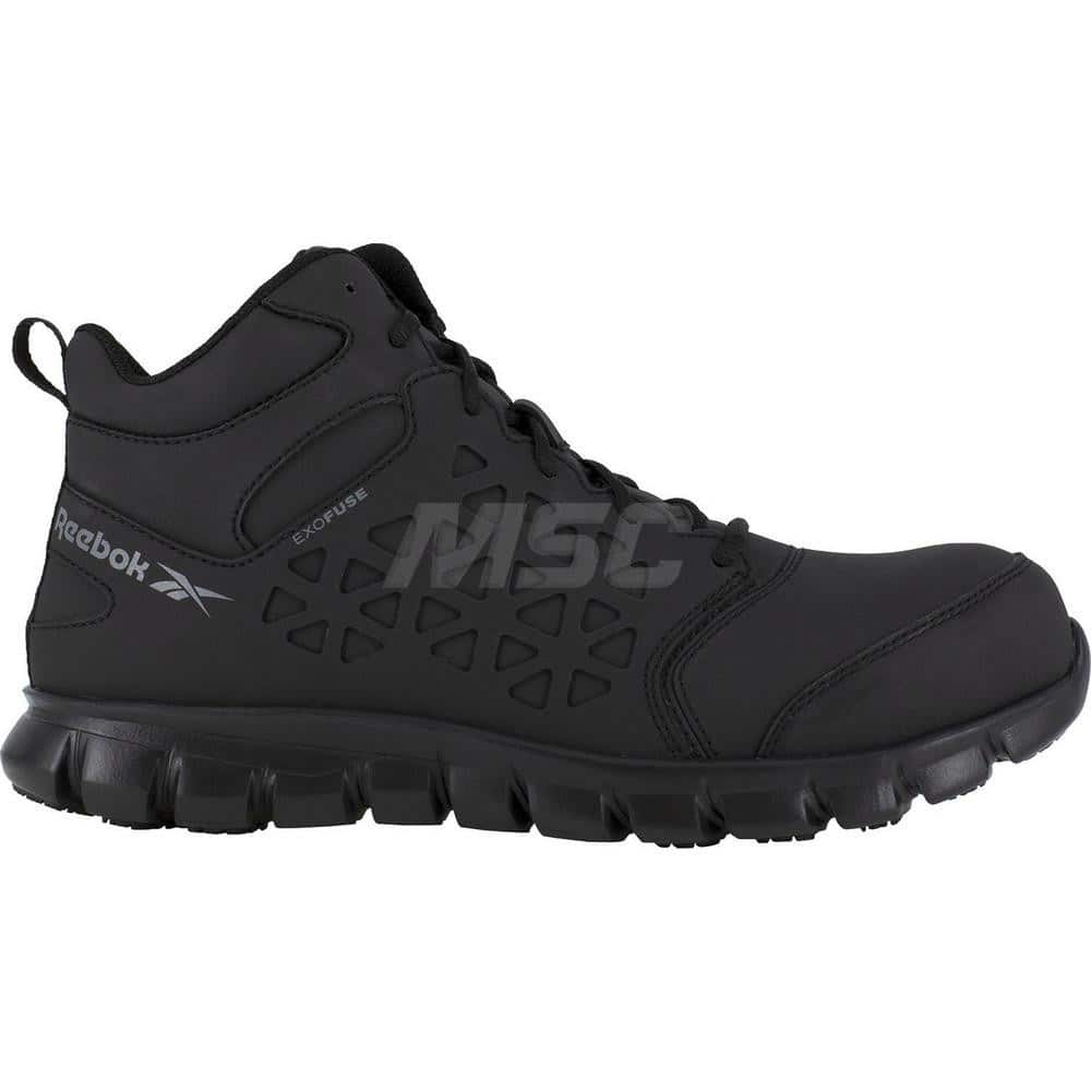 Work Boot: Size 7, Microfiber, Composite Toe Black, Medium Width