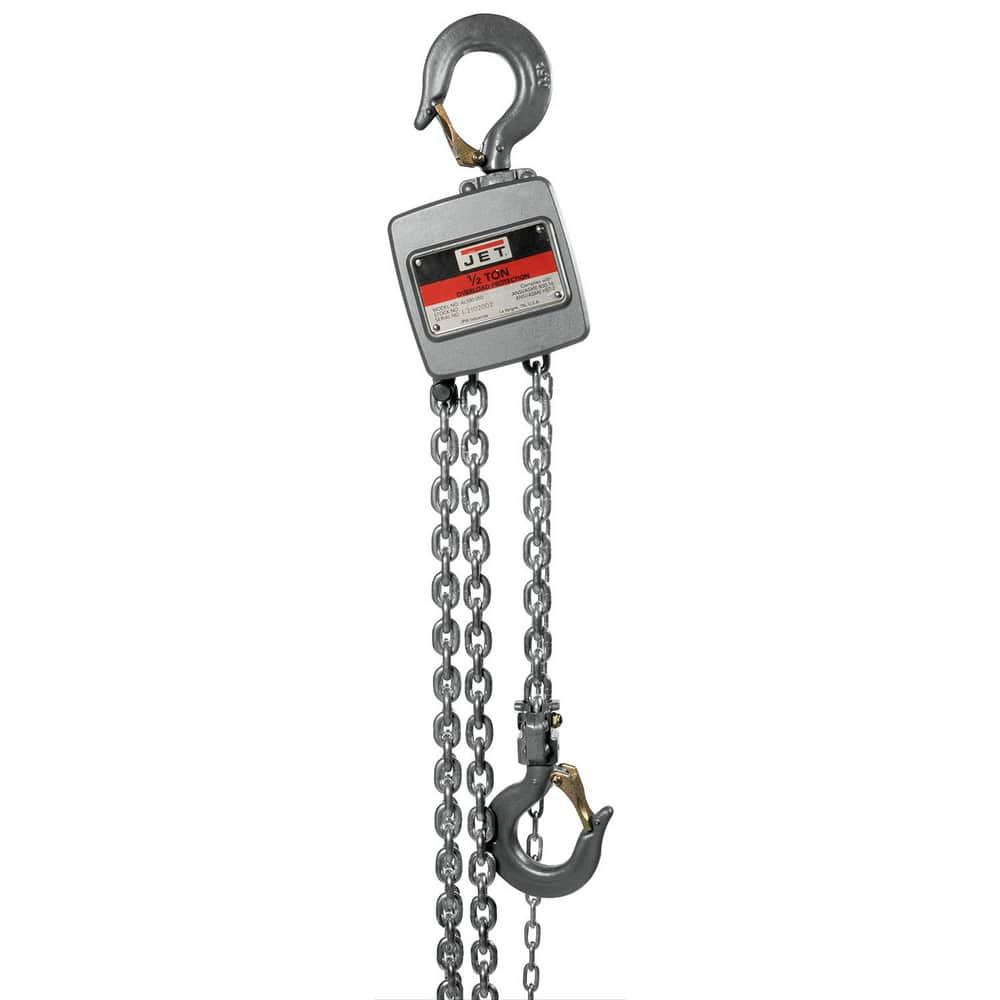 Manual Hoists-Chain, Rope & Strap; Hoist Type: Hand Chain Hoist with Overload Protection; Lift Mechanism: Chain; Work Load Limit: 0.50 Ton; Pull Capacity: 1100 lb; Maximum Lift Distance: 20 ft; Minimum Headroom: 10.4375 in