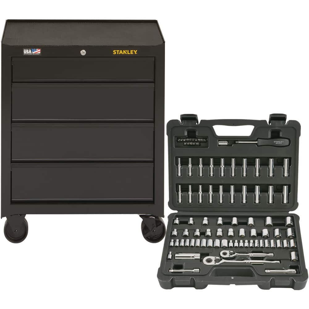 Tool Roller Cabinets; Overall Weight Capacity: 500 lb; Drawer Capacity: 50 lb; Top Material: Weave; Color: Black; Overall Depth: 18 in; Overall Height: 32 in; Overall Width: 27; Drawer Slide Type: Ball Bearing; Cabinet Material: Steel; Wheel Material: Pol