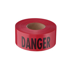 Barricade & Flagging Tape; Tape Type: Tape; ANSI Warning Tape; Marked; Legend: Danger; Material: Plastic; Overall Length: 1000.00; Overall Width: 3; Color: Red; Language: English; Applications: PPE; Roll Width (Inch): 3