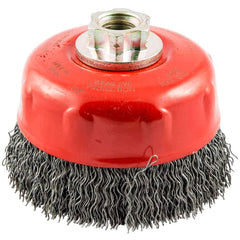 Norton - 4" Diam 5/8-11 Threaded Arbor Carbon Steel Fill Cup Brush - Eagle Tool & Supply