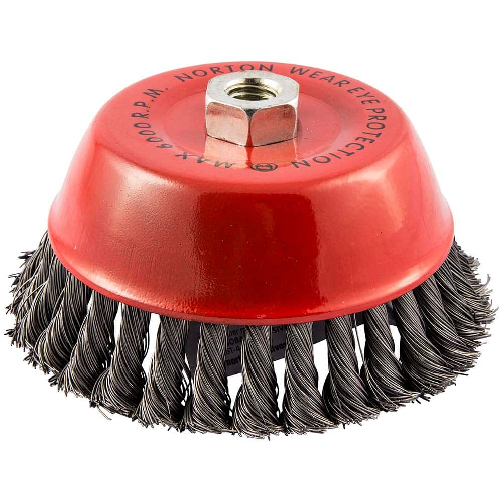 Norton - 6" Diam 5/8-11 Threaded Arbor Carbon Steel Fill Cup Brush - Eagle Tool & Supply