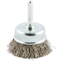 Norton - 2" Diam 1/4" Shank Stainless Steel Fill Cup Brush - Eagle Tool & Supply