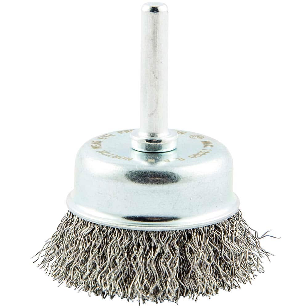 Norton - 1-3/4" Diam 1/4" Shank Carbon Steel Fill Cup Brush - Eagle Tool & Supply