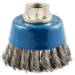 Norton - 2-3/4" Diam 5/8-11 Threaded Arbor Stainless Steel Fill Cup Brush - Eagle Tool & Supply