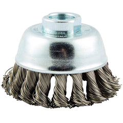 Norton - 3" Diam 5/8-11 Threaded Arbor Stainless Steel Fill Cup Brush - Eagle Tool & Supply