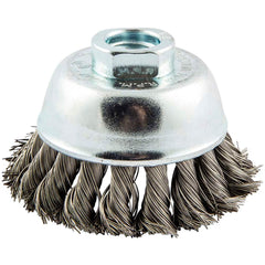 Norton - 2-3/4" Diam 5/8-11 Threaded Arbor Stainless Steel Fill Cup Brush - Eagle Tool & Supply