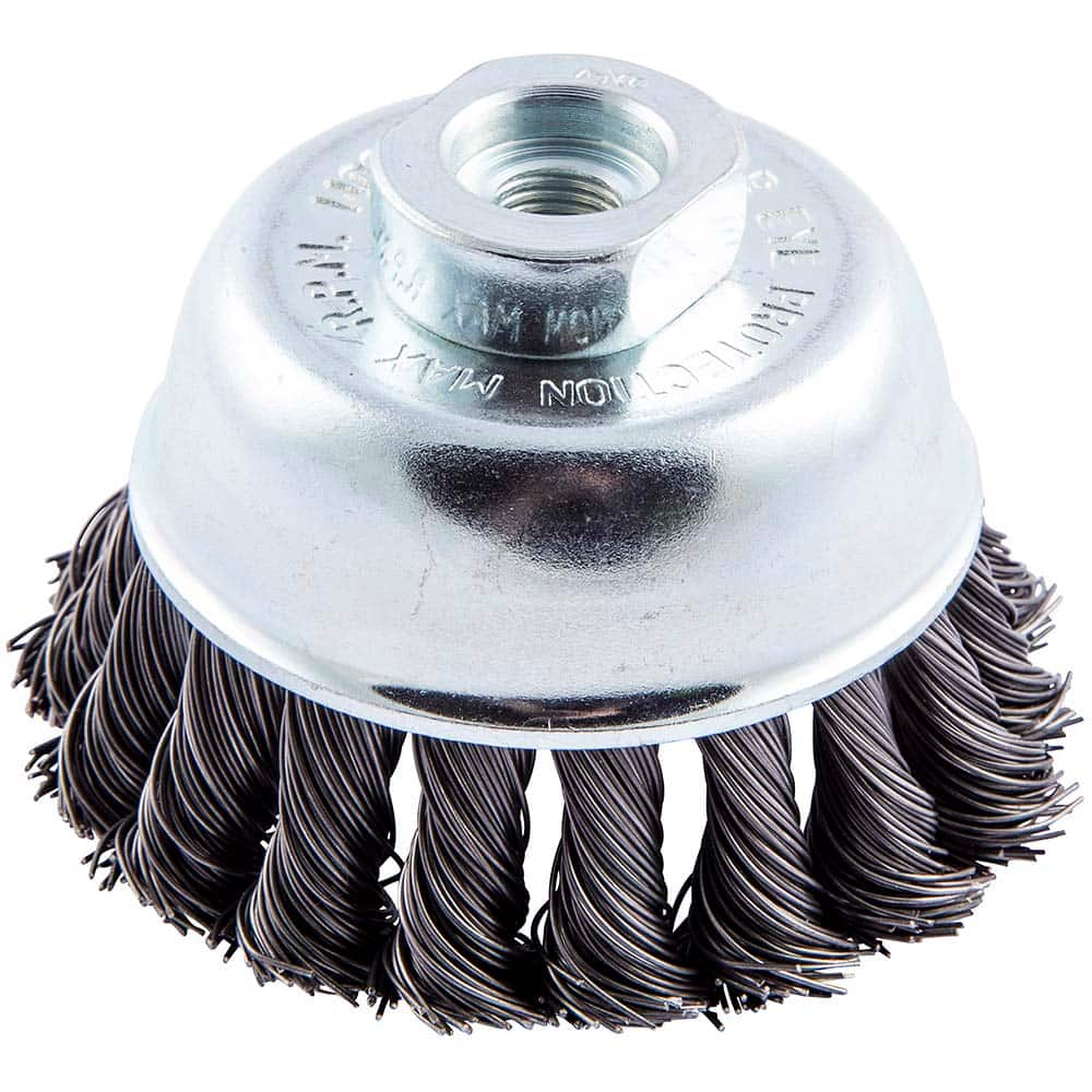 Norton - 2-3/4" Diam 3/8-24 Threaded Arbor Carbon Steel Fill Cup Brush - Eagle Tool & Supply