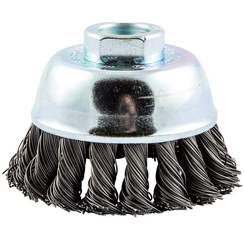 Norton - 2-3/4" Diam 5/8-11 Threaded Arbor Carbon Steel Fill Cup Brush - Eagle Tool & Supply