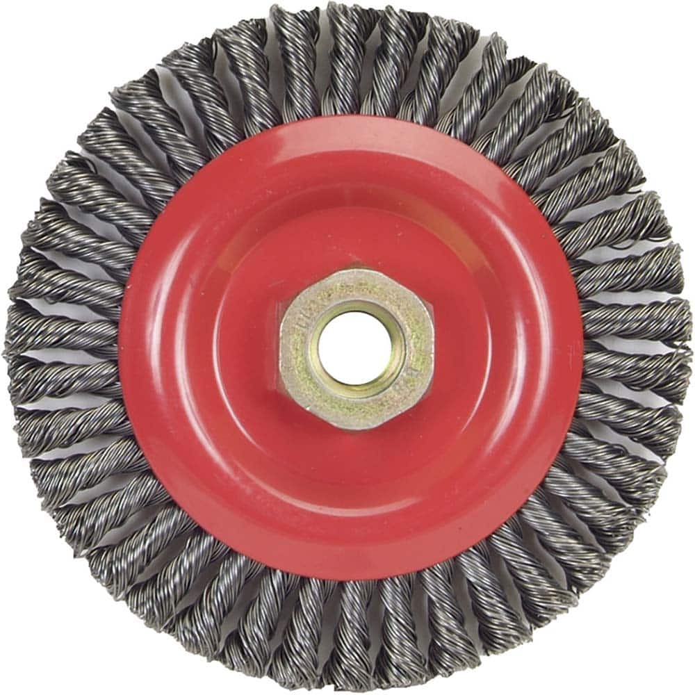 Norton - 5" OD, 5/8-11 Arbor Hole, Stringer Bead Carbon Wheel Brush - Eagle Tool & Supply