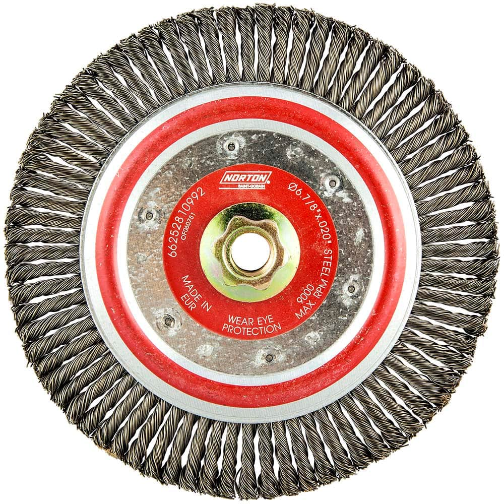 Norton - 6-7/8" OD, 5/8-11 Arbor Hole, Stringer Bead Carbon Wheel Brush - Eagle Tool & Supply