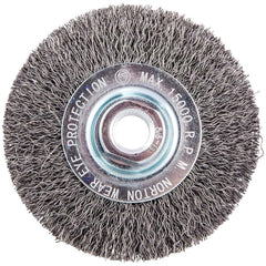 Norton - 4" OD, 5/8-11 Arbor Hole, Crimped Carbon Wheel Brush - Eagle Tool & Supply