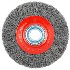 Norton - 8" OD, 1-1/4" Arbor Hole, Crimped Carbon Wheel Brush - Eagle Tool & Supply