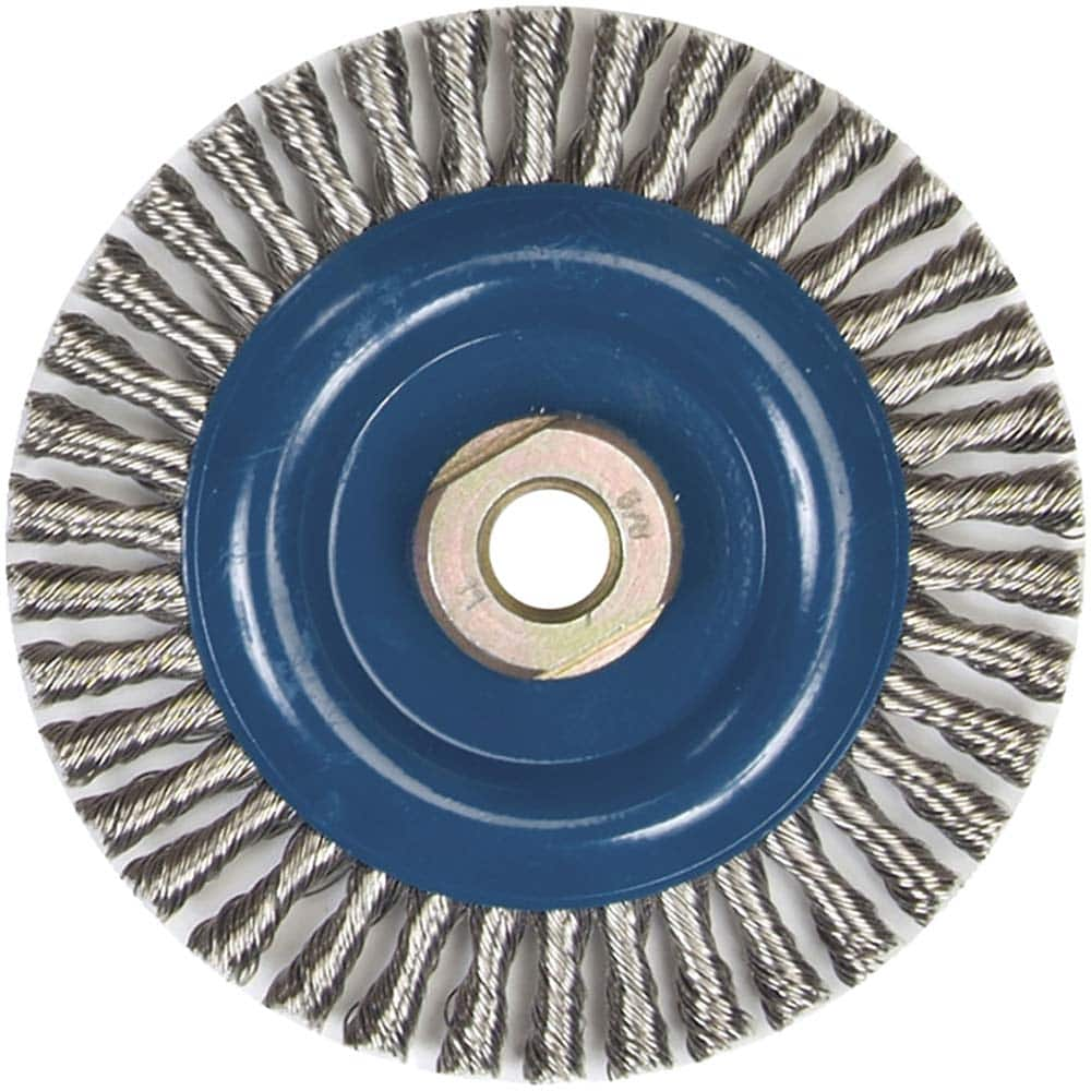 Norton - 5" OD, 5/8-11 Arbor Hole, Stringer Bead Stainless Steel Wheel Brush - Eagle Tool & Supply