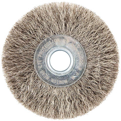 Norton - 3" OD, 1/2" Arbor Hole, Crimped Stainless Steel Wheel Brush - Eagle Tool & Supply