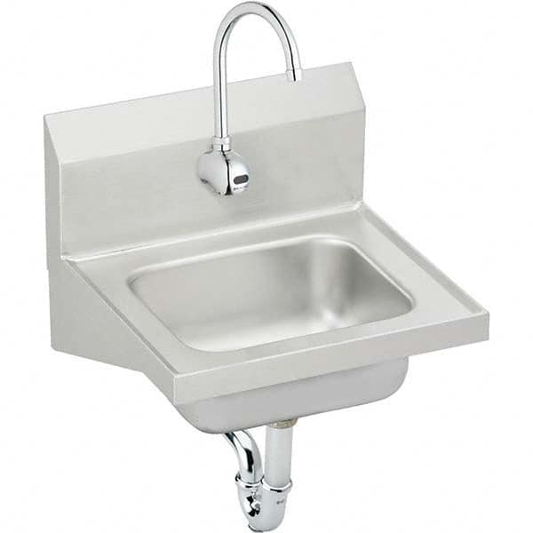 ELKAY - Stainless Steel Sinks Type: Hand Sink Wall Mount w/Electronic Faucet Outside Length: 16-3/4 (Inch) - Eagle Tool & Supply