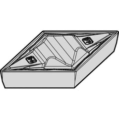 Kennametal - DPGR431 FP Grade KCU10 Carbide Turning Insert - TiAlN Finish, 55° Diamond, 1/2" Inscr Circle, 3/16" Thick, 1/64" Corner Radius - Eagle Tool & Supply