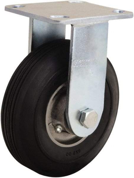 Hamilton - 6" Diam x 2" Wide, Rubber Rigid Caster - 300 Lb Capacity, Top Plate Mount, 4" x 4-1/2" Plate, Straight Roller Bearing - Eagle Tool & Supply