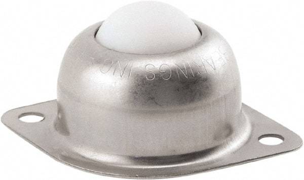 Hudson Bearing - 1 Inch Diameter, Oval, Nylon Ball Transfer - 1.1875 Inch Mount Height, 75 Lb. Capacity - Eagle Tool & Supply