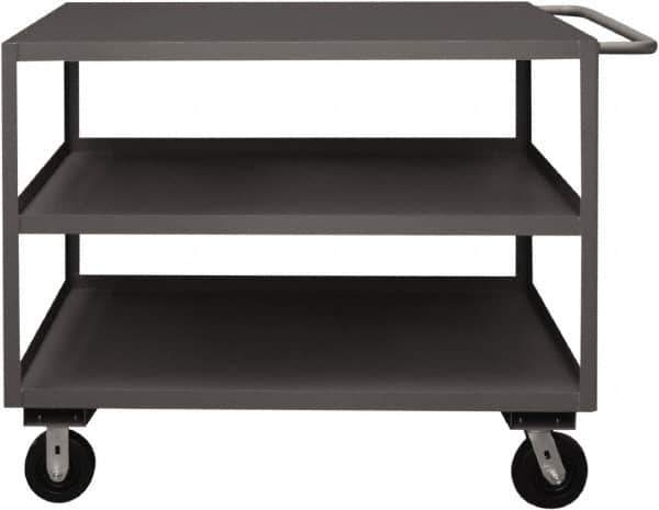 Durham - 3,600 Lb Capacity, 30" Wide x 60" Long x 39-1/16" High Service Cart - 3 Shelf, Steel, 2 Rigid/2 Swivel Casters - Eagle Tool & Supply