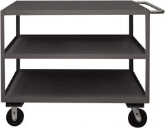 Durham - 3,600 Lb Capacity, 30" Wide x 60" Long x 39-1/16" High Service Cart - 3 Shelf, Steel, 2 Rigid/2 Swivel Casters - Eagle Tool & Supply