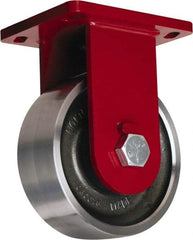Hamilton - 8" Diam x 3" Wide x 10-1/2" OAH Top Plate Mount Rigid Caster - Forged Steel, 10,000 Lb Capacity, Tapered Roller Bearing, 6-1/2 x 7-1/2" Plate - Eagle Tool & Supply