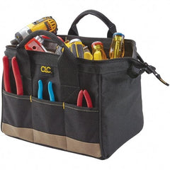 CLC - 14 Pocket Black & Khaki Polyester Tool Bag - 14" Wide x 8-1/2" Deep x 8" High - Eagle Tool & Supply