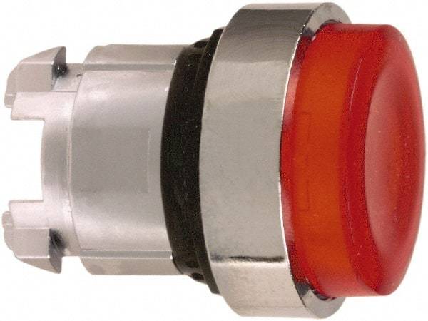 Schneider Electric - 22mm Mount Hole, Extended Straight, Pushbutton Switch Only - Round, Red Pushbutton, Illuminated, Maintained (MA) - Eagle Tool & Supply