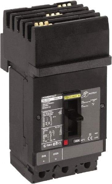 Square D - 100 Amp, 600 VAC, 3 Pole, Plug In Molded Case Circuit Breaker - Thermal Magnetic Trip, Multiple Breaking Capacity Ratings, 14-3/0 AWG - Eagle Tool & Supply