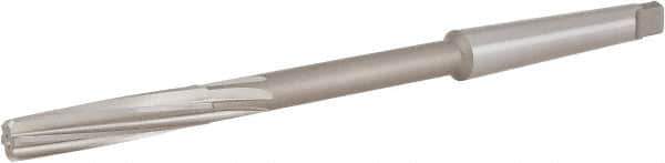 Hertel - 11/32" High Speed Steel 6 Flute Chucking Reamer - Spiral Flute, 1MT Morse Taper Shank, 1-1/2" Flute Length, 6" OAL - Eagle Tool & Supply