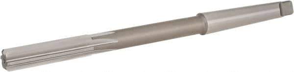 Hertel - 15/32" High Speed Steel 6 Flute Chucking Reamer - Straight Flute, 1MT Morse Taper Shank, 1-3/4" Flute Length, 7" OAL - Eagle Tool & Supply