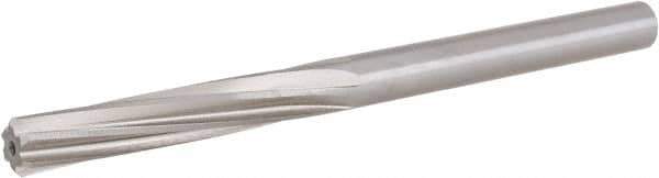 Hertel - Letter E High Speed Steel 6 Flute Chucking Reamer - Spiral Flute, 1/4" Straight Shank, 1-1/2" Flute Length, 4" OAL - Eagle Tool & Supply