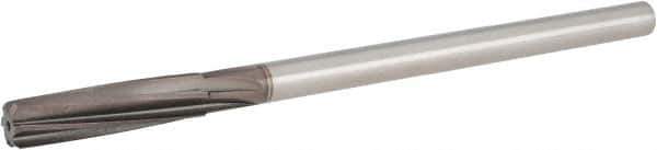 Hertel - 9/16" High Speed Steel 8 Flute Chucking Reamer - Spiral Flute, 0.4355" Straight Shank, 2" Flute Length, 8" OAL - Eagle Tool & Supply