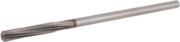Hertel - Letter E High Speed Steel 6 Flute Chucking Reamer - Spiral Flute, 0.2405" Straight Shank, 1-1/2" Flute Length, 6" OAL - Eagle Tool & Supply