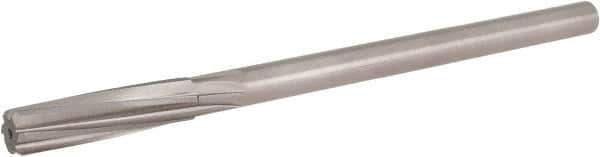 Hertel - 9/16" High Speed Steel 8 Flute Chucking Reamer - Spiral Flute, 0.4355" Straight Shank, 2" Flute Length, 8" OAL - Eagle Tool & Supply
