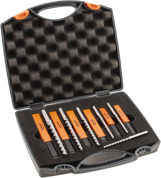 Hertel - #7/0 to #0 Pin, 0.0666 to 0.1638" Diam, 0.0497 to 0.1287" Small End, Straight Shank, Taper Pin Reamer Set - Eagle Tool & Supply
