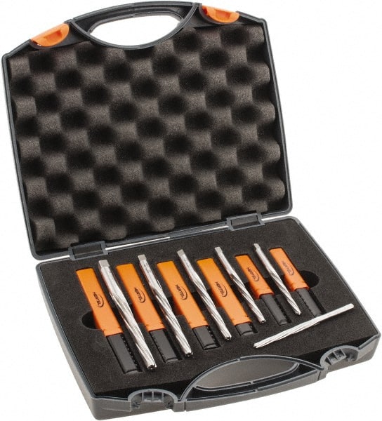 Hertel - #7/0 to #0 Pin, 0.0666 to 0.1638" Diam, 0.0497 to 0.1287" Small End, Straight Shank, Taper Pin Reamer Set - Eagle Tool & Supply