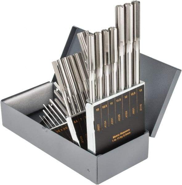 Hertel - 1mm to 13mm, Chucking Reamer Set - Straight Flute, Right Hand Cut, 25 Pieces - Eagle Tool & Supply