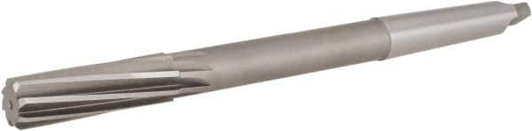 Hertel - 21/32" High Speed Steel 8 Flute Chucking Reamer - Spiral Flute, 2MT Morse Taper Shank, 2-1/4" Flute Length, 9" OAL - Eagle Tool & Supply