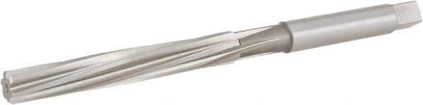 Hertel - 15/32" Diam, Straight Shank, 2.88" Flute, Hand Reamer - Spiral Flute, 5-3/4" OAL, Left Hand Spiral, Right Hand Cut, 6 Flutes, High Speed Steel - Eagle Tool & Supply