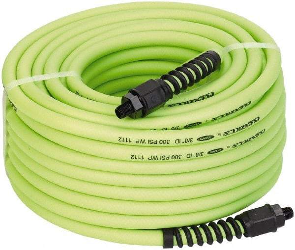 Legacy - 3/8" ID x 0.61" OD 100' Long Multipurpose Air Hose - MNPT x MNPT Ends, 300 Working psi, 150°, 1/4" Fitting, Green - Eagle Tool & Supply