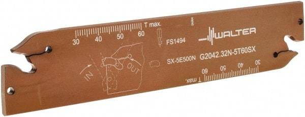 Walter - 1.2598" Blade Height, 5.9055" OAL, Neutral Cut, Double End Indexable Cut-Off Blade - 60mm Max Depth of Cut, G2042 N Blade - Eagle Tool & Supply