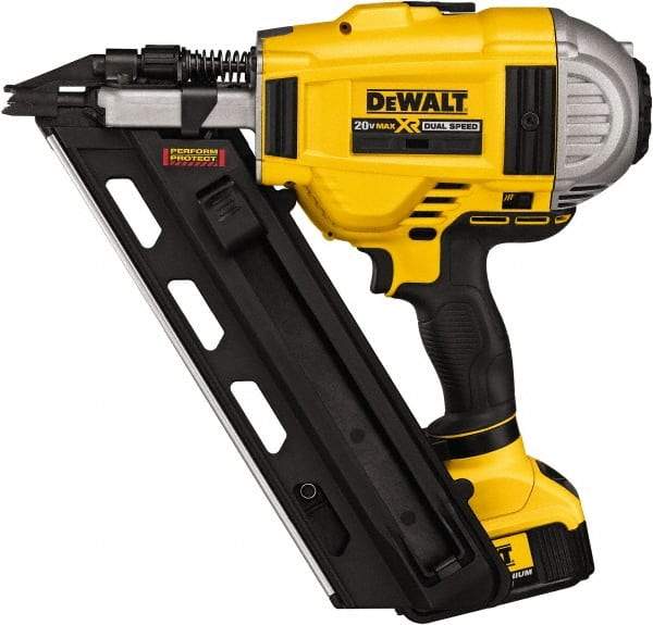 DeWALT - Cordless Framing Nailer - 0.13 Gauge Nail Diameter, 2 to 3-1/2 Inch Long Nail, Lithium-Ion, Battery and Case Included - Eagle Tool & Supply