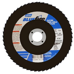 Norton - 40 Grit, 7" Disc Diam, 7/8" Center Hole, Type 29 Zirconia Alumina Flap Disc - 8,600 Max RPM, Cloth Backing, Arbor Attaching System, Coated - Eagle Tool & Supply