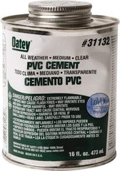 Oatey - 16 oz All-Purpose Medium Bodied Cement - Clear, Use with PVC - Eagle Tool & Supply