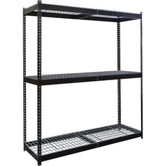 Hallowell - 3 Shelf Starter Wire Deck Open Steel Shelving - 1 Lb Capacity, 60" Wide x 84" High x 30" Deep, Black - Eagle Tool & Supply
