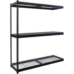 Hallowell - 3 Shelf Add-On Wire Deck Open Steel Shelving - 1 Lb Capacity, 60" Wide x 84" High x 30" Deep, Black - Eagle Tool & Supply